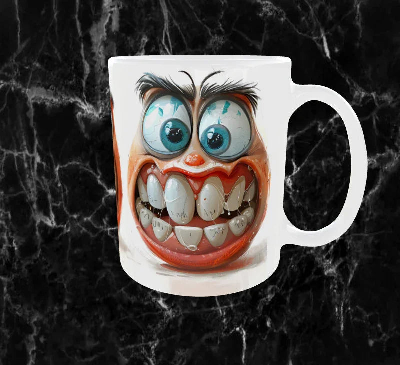 Mug Humour – Les Trois Grimaces Déjantées (Visages Expressifs & Dents XXL)