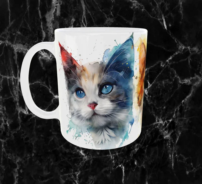 Mug Chatons Aquarelle – Trio de Petits Félins Splendides (Sublimation Haute Qualité)