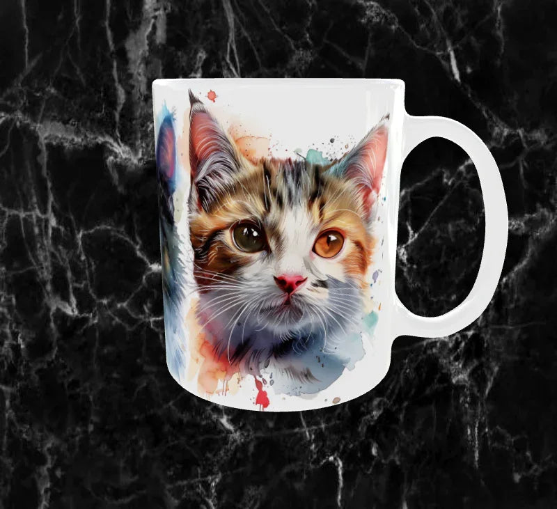 Mug Chatons Aquarelle – Trio de Petits Félins Splendides (Sublimation Haute Qualité)
