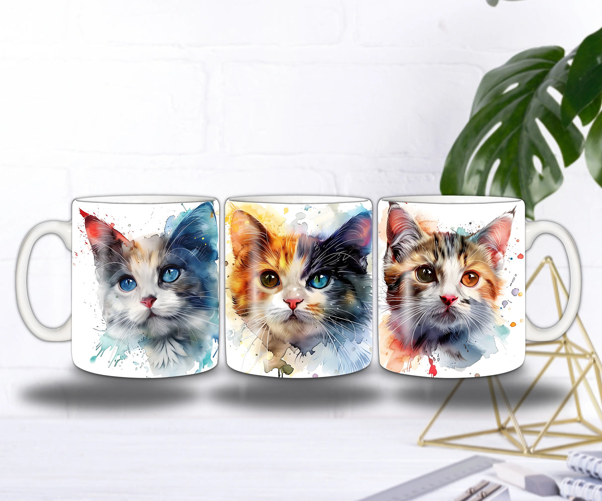 Mug Chatons Aquarelle – Trio de Petits Félins Splendides (Sublimation Haute Qualité)