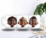 Mug Trio de Bébés Sourire – Adorables Visages Style Figurine