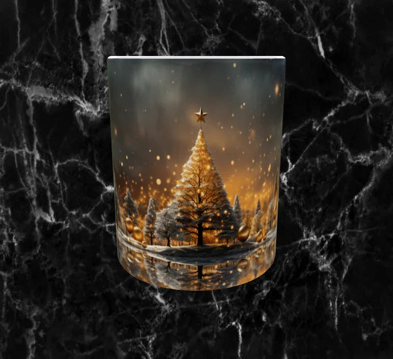 🌟Mug Sapin Illuminé – Forêt Enneigée & Nuit Dorée Étincelante