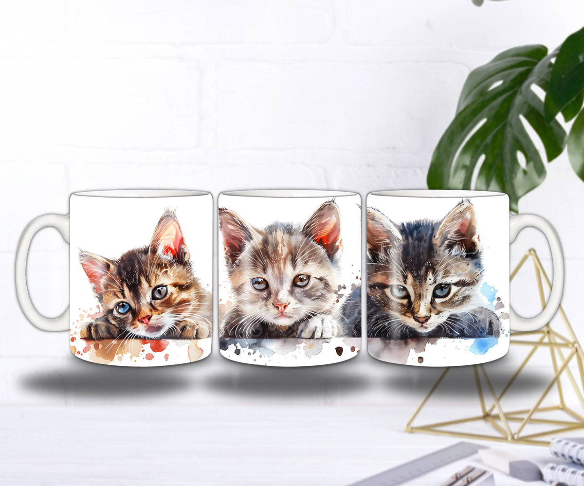 🌟 Mug Trio de Chatons – Trois Bébés Chats Attendus, Pattes Posées & Regard Doux
