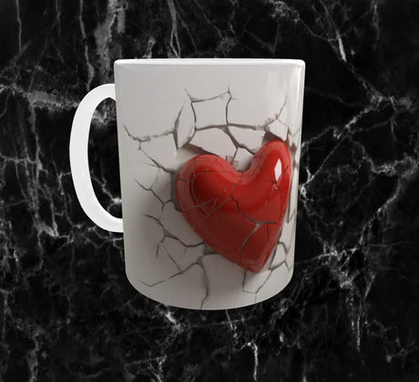 ❤️🔥Mug Cœurs en Éclat – Rouge Vif & Craquelures Blanches