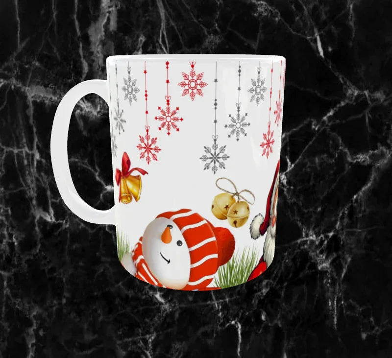 🎄✨ Mug Noël Joyeux – Père Noël, Bonhomme de Neige & Renne Festif