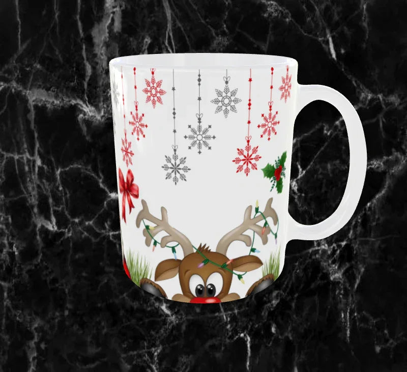 🎄✨ Mug Noël Joyeux – Père Noël, Bonhomme de Neige & Renne Festif