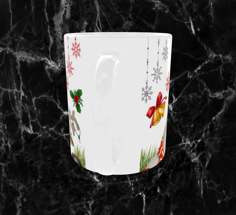 🎄✨ Mug Noël Joyeux – Père Noël, Bonhomme de Neige & Renne Festif