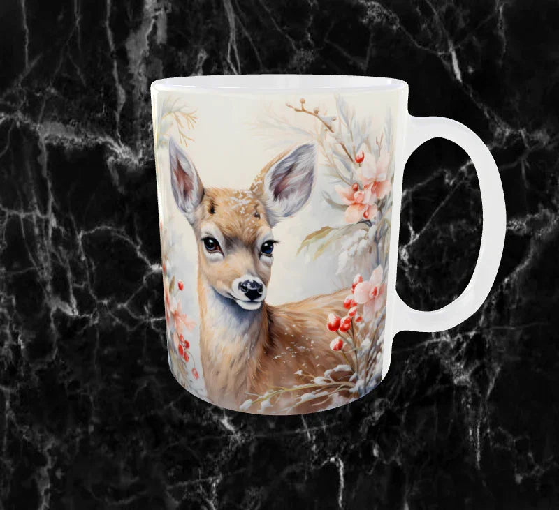 ❄️ Mug “Biche des Bois Enneigés” – Sublimation