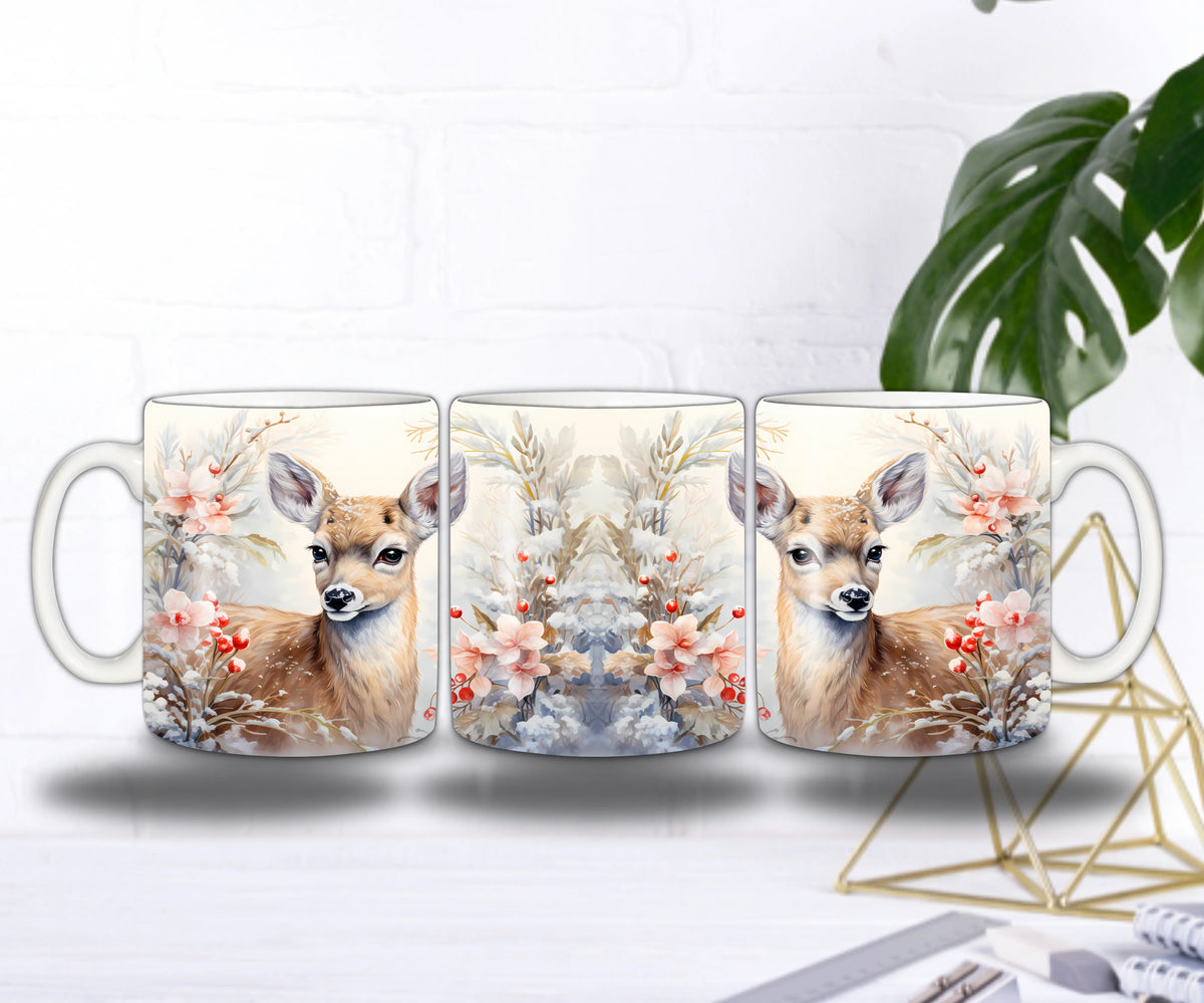 ❄️ Mug “Biche des Bois Enneigés” – Sublimation