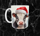 🎄Mug de Noël – Petit Veau Adorable au Bonnet Festif
