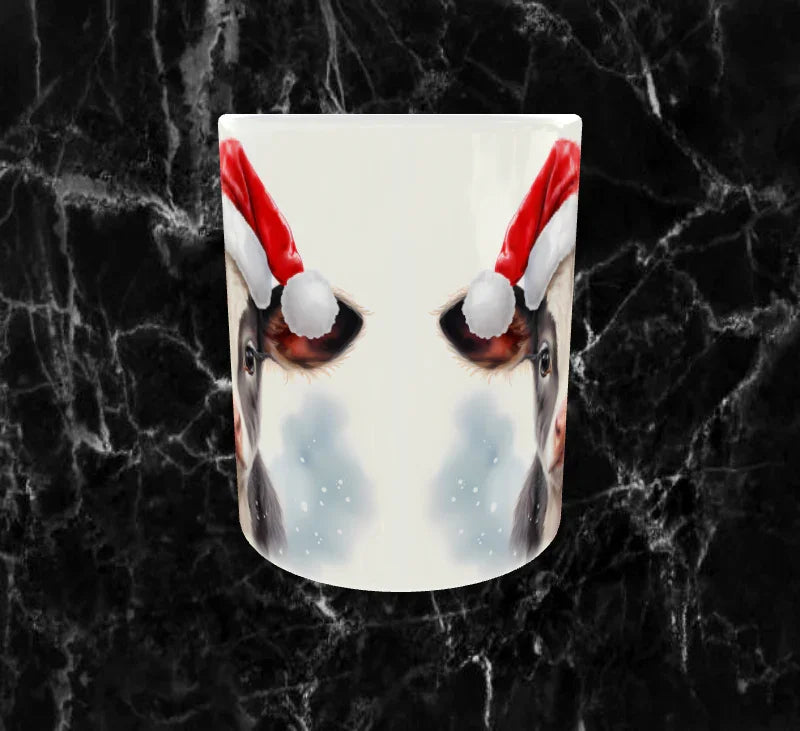 🎄Mug de Noël – Petit Veau Adorable au Bonnet Festif