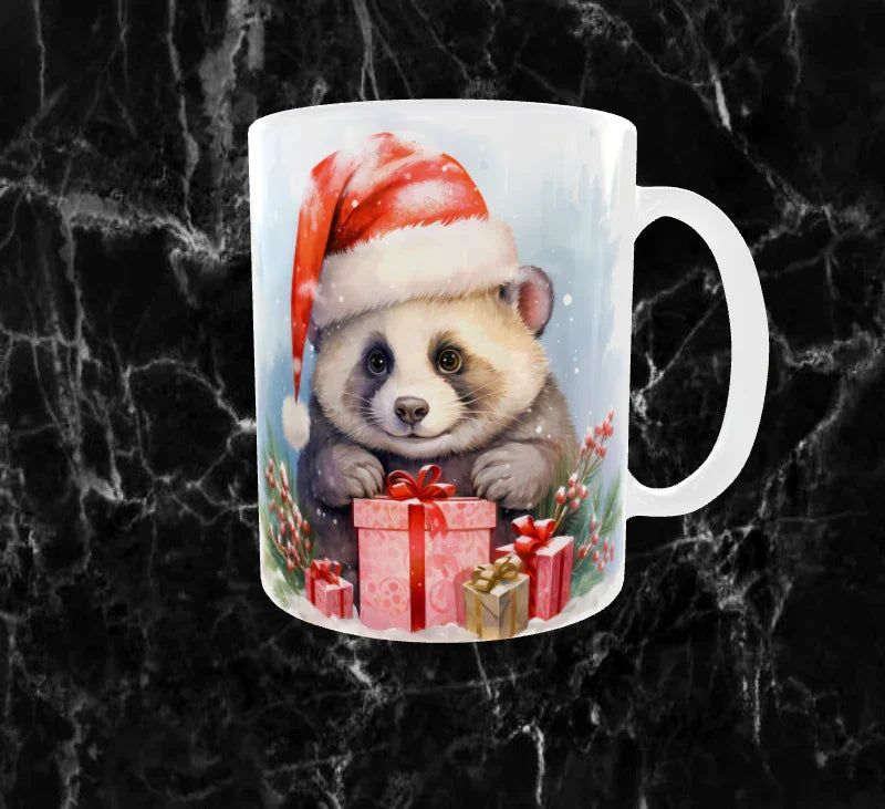 ⭐ Mug de Noël – Bébé Raton Laveur & Cadeaux Festifs (Sublimation 11oz)