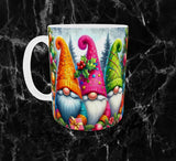 🎁Mug Sublimation – Gnomes de Noël Colorés & Sapin Festif