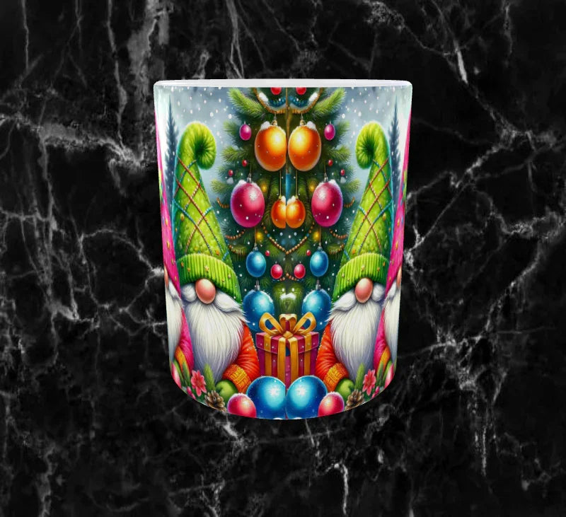 🎁Mug Sublimation – Gnomes de Noël Colorés & Sapin Festif
