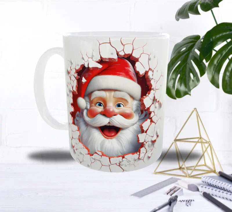 🎄 Mug Père Noël Souriant – Illustration 3D Festive & Joyeuse (Sublimation Haute Qualité)