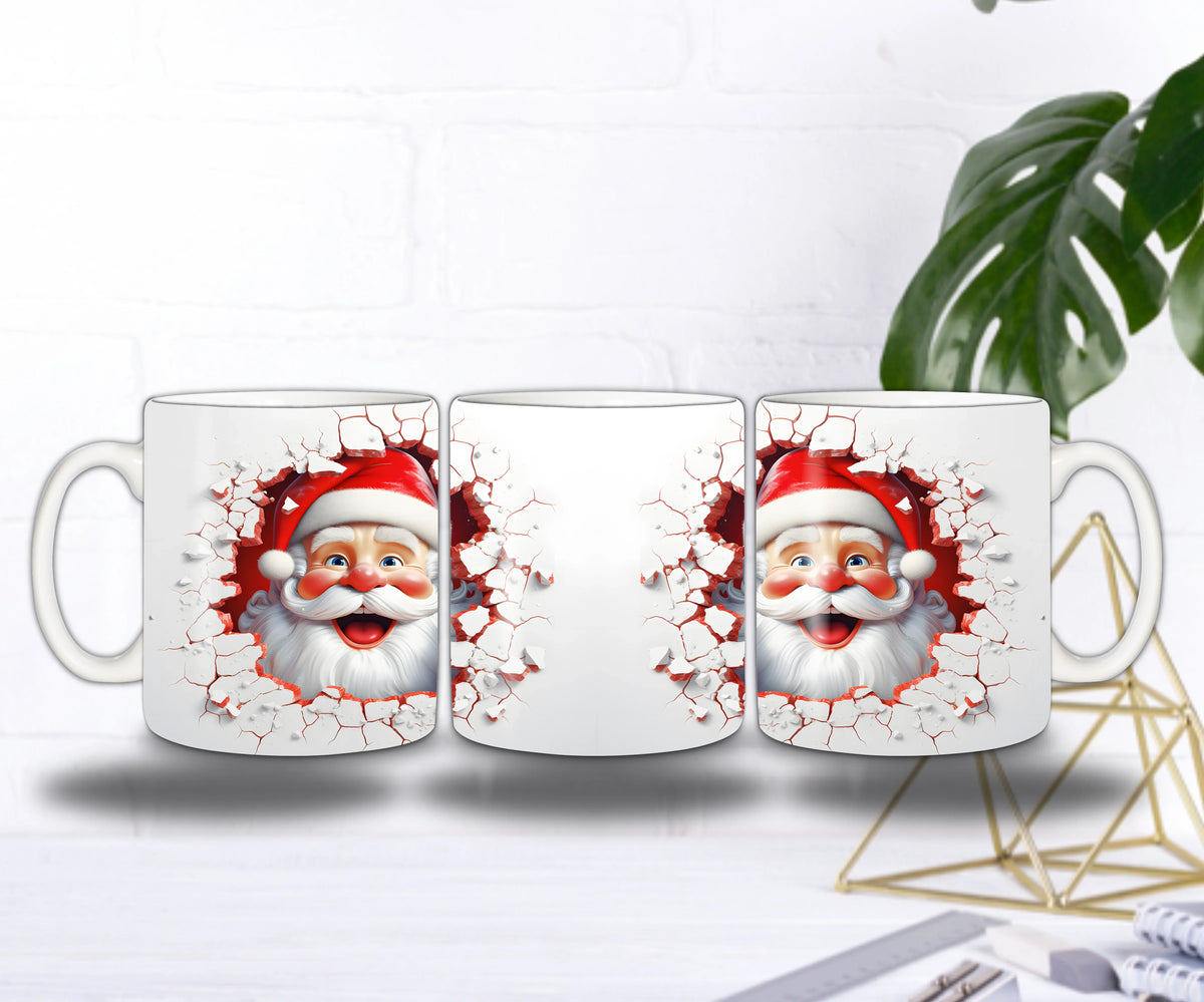 🎄 Mug Père Noël Souriant – Illustration 3D Festive & Joyeuse (Sublimation Haute Qualité)