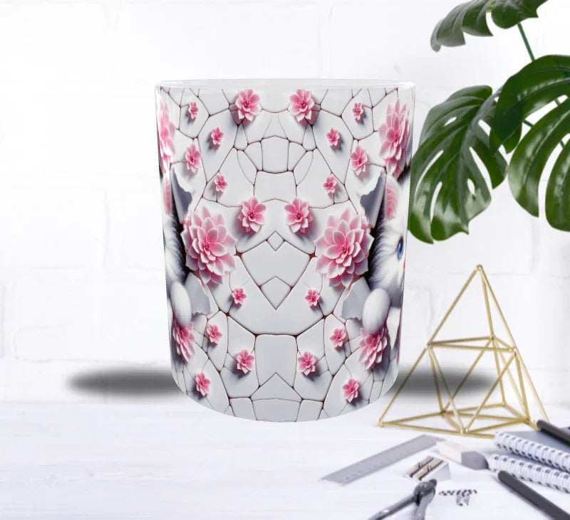 Mug Sublimation – Chaton Magique au Mur Fleuris