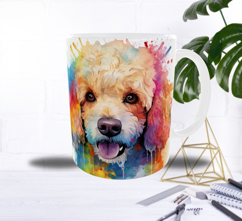 Mug Caniche Abricot Arc-en-Couleurs — Explosion Artistique & Douceur