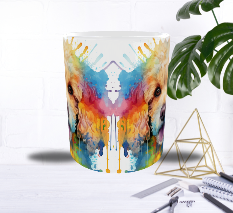 Mug Caniche Abricot Arc-en-Couleurs — Explosion Artistique & Douceur