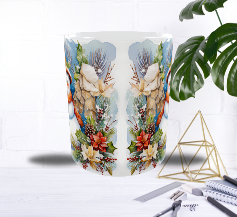 Mug Bonhomme de Neige & Fleurs d’Hiver – Magie Festive