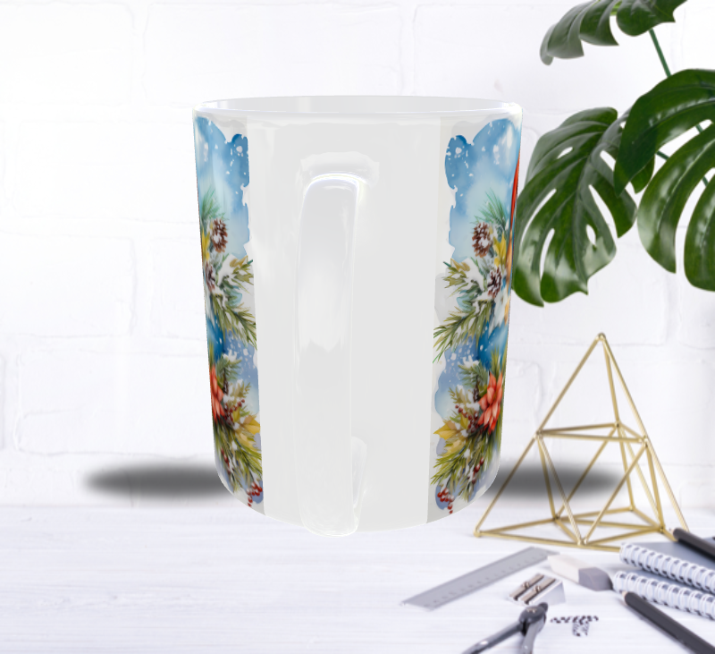 Mug Bonhomme de Neige & Fleurs d’Hiver – Magie Festive
