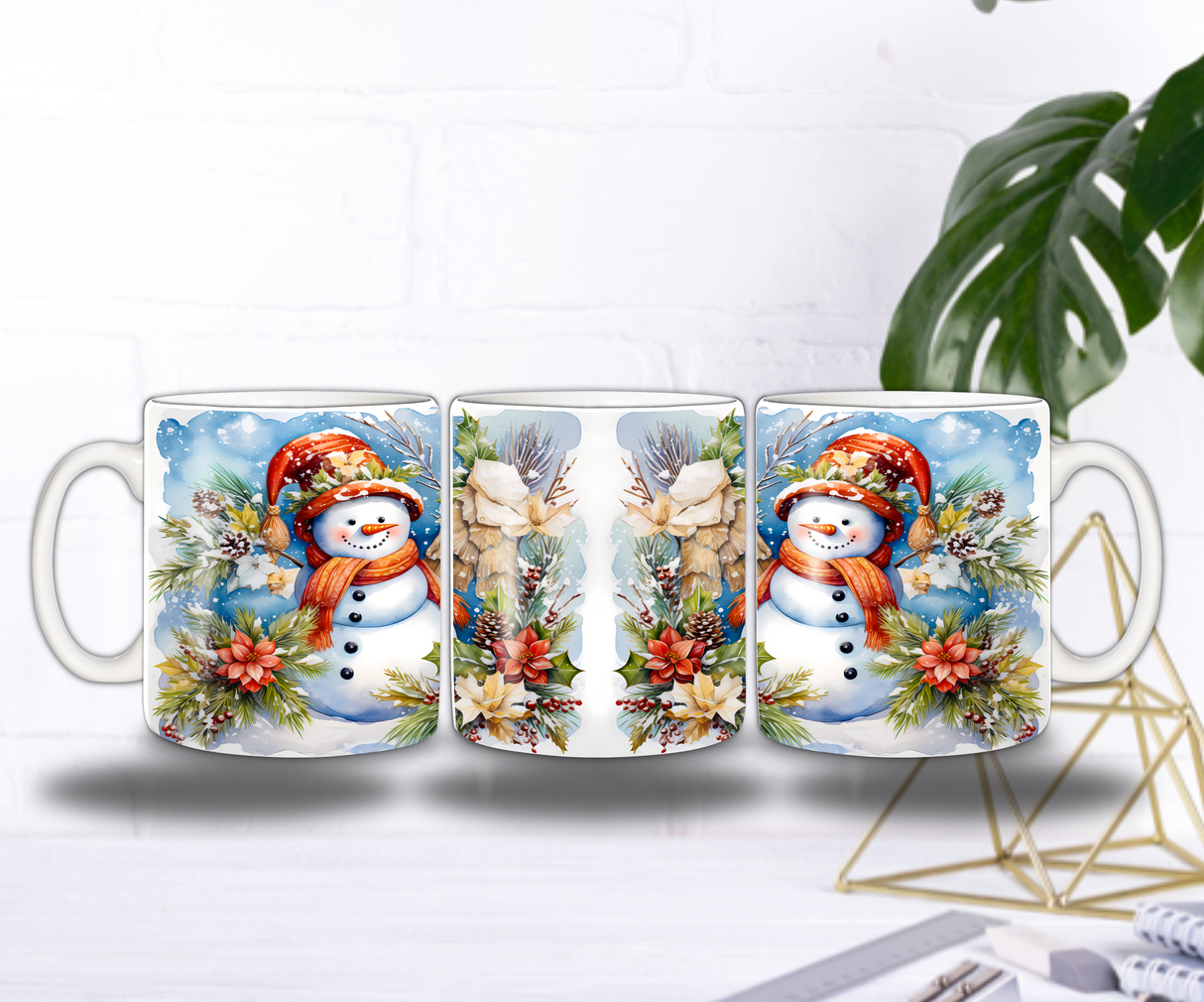 Mug Bonhomme de Neige & Fleurs d’Hiver – Magie Festive