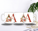 Mug de Noël Personnalisé – Lettre de A à Z avec Bonhomme de Neige & Renne