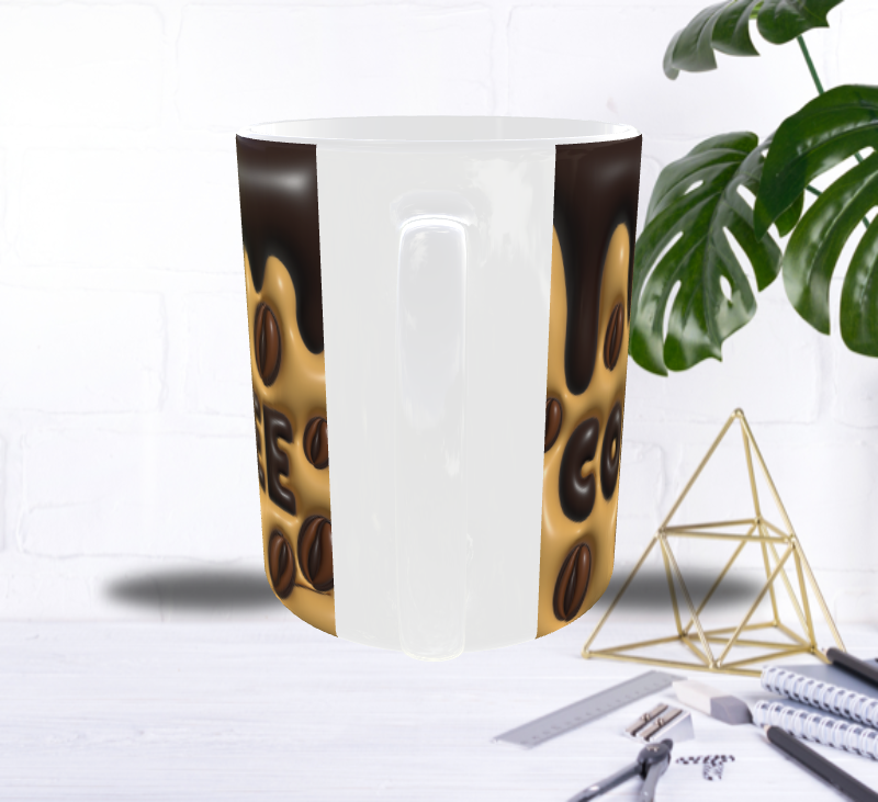 Mug Coffee Gourmand – Grains de Café & Effet Coulis Latte