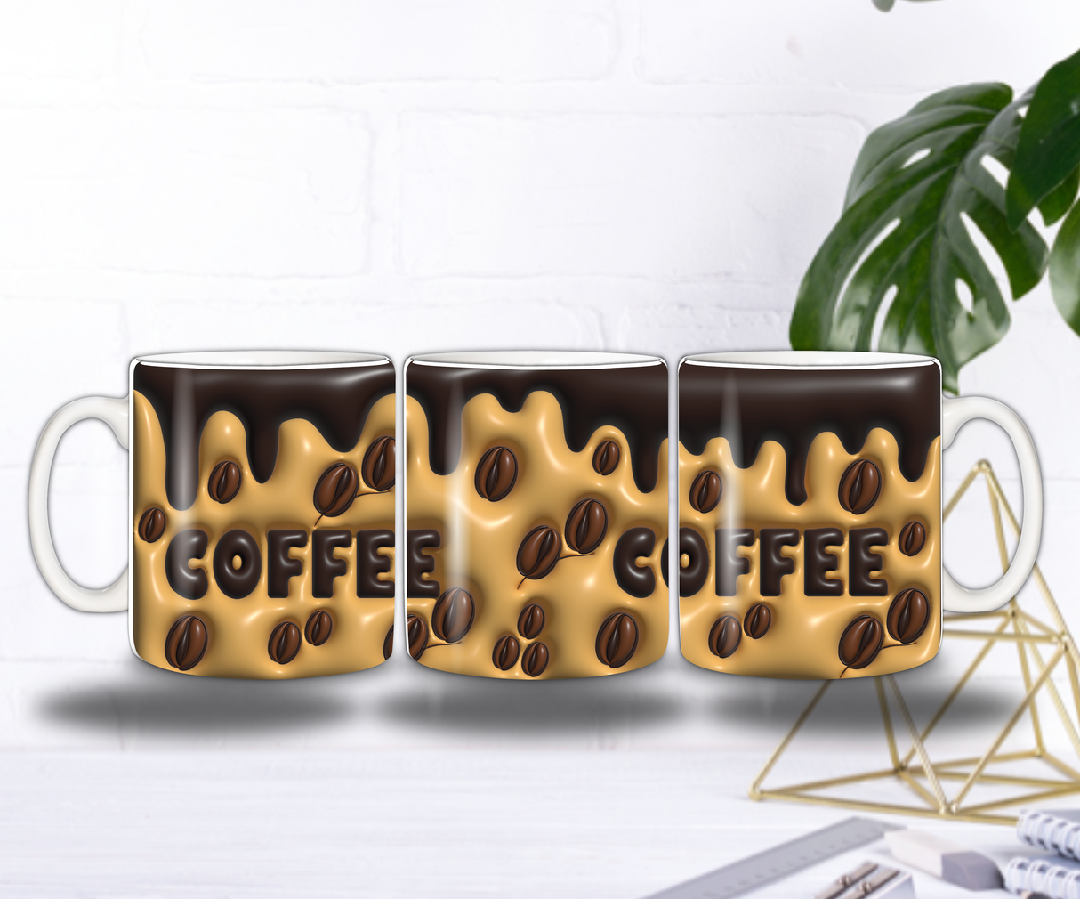 Mug Coffee Gourmand – Grains de Café & Effet Coulis Latte