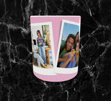 Mug Cadeau Personnalisé avec 2 Photos – Rose & Marguerites – 11oz