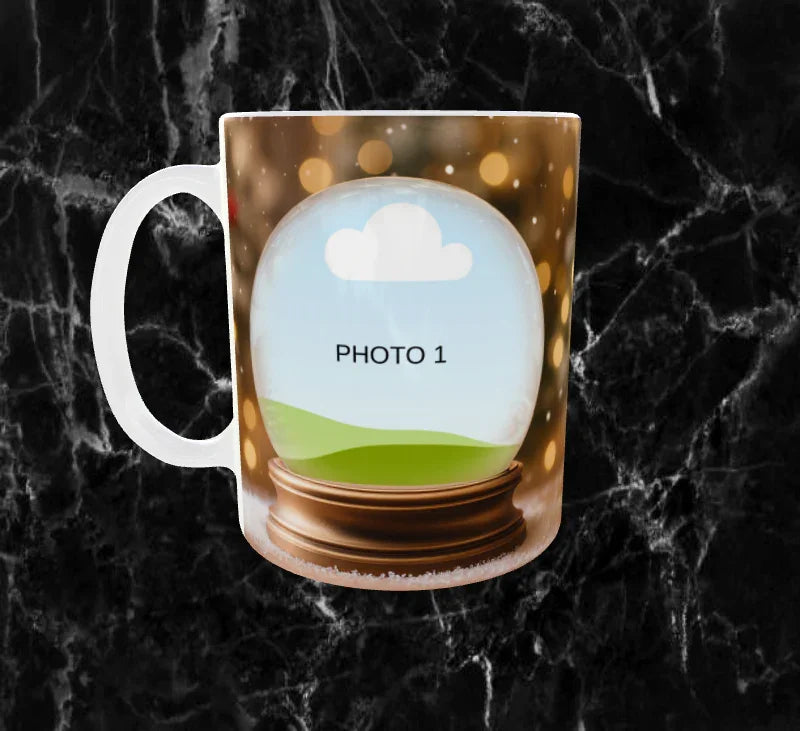 🎁 Mug Souvenirs Enchantés – Vos Photos dans de Magnifiques Boules de Noël