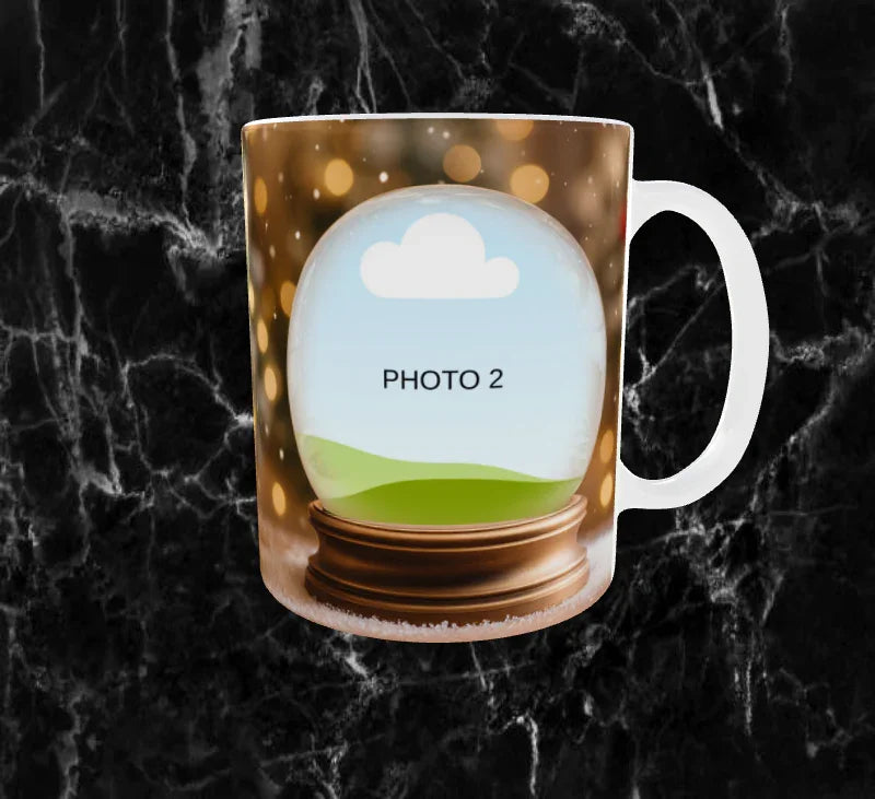 🎁 Mug Souvenirs Enchantés – Vos Photos dans de Magnifiques Boules de Noël