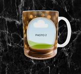🎁 Mug Souvenirs Enchantés – Vos Photos dans de Magnifiques Boules de Noël