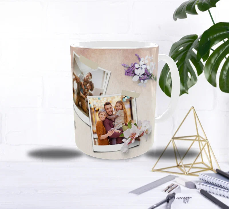 Mug Personnalisé – Moments de Famille (3 Photos + Date)