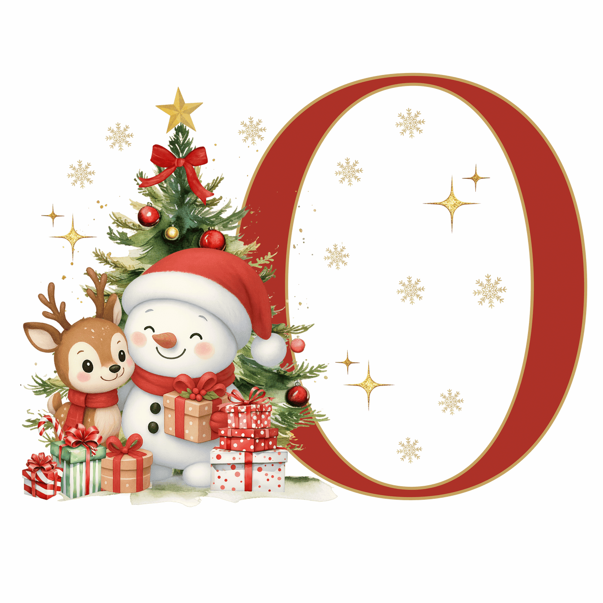 Mug de Noël Personnalisé – Lettre de A à Z avec Bonhomme de Neige & Renne