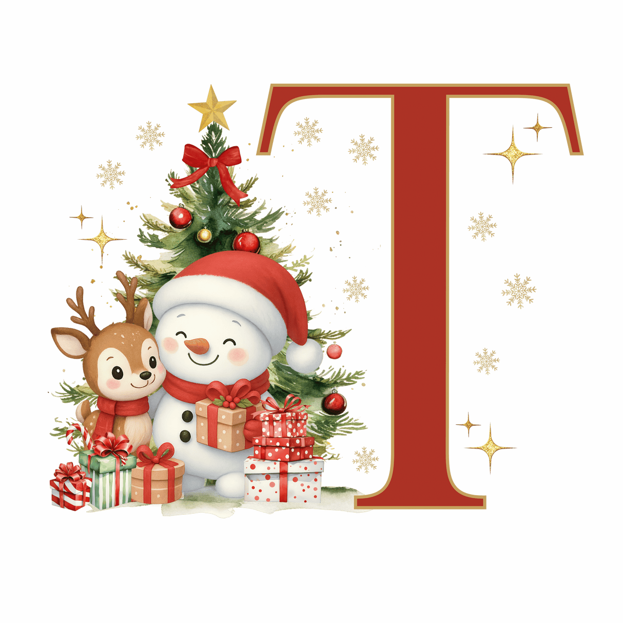 Mug de Noël Personnalisé – Lettre de A à Z avec Bonhomme de Neige & Renne