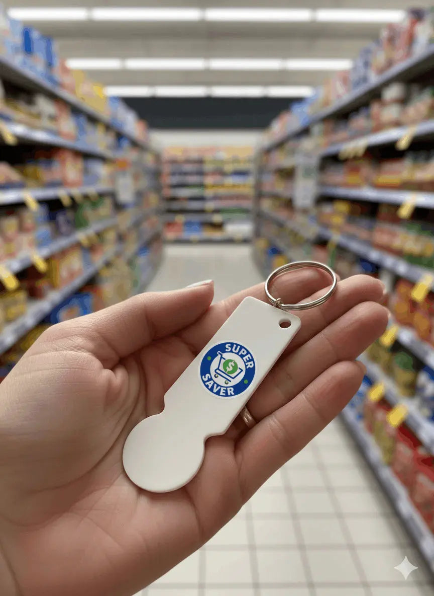Porte-clé Jeton de Caddie Personnalisé avec Photo | Logo Main