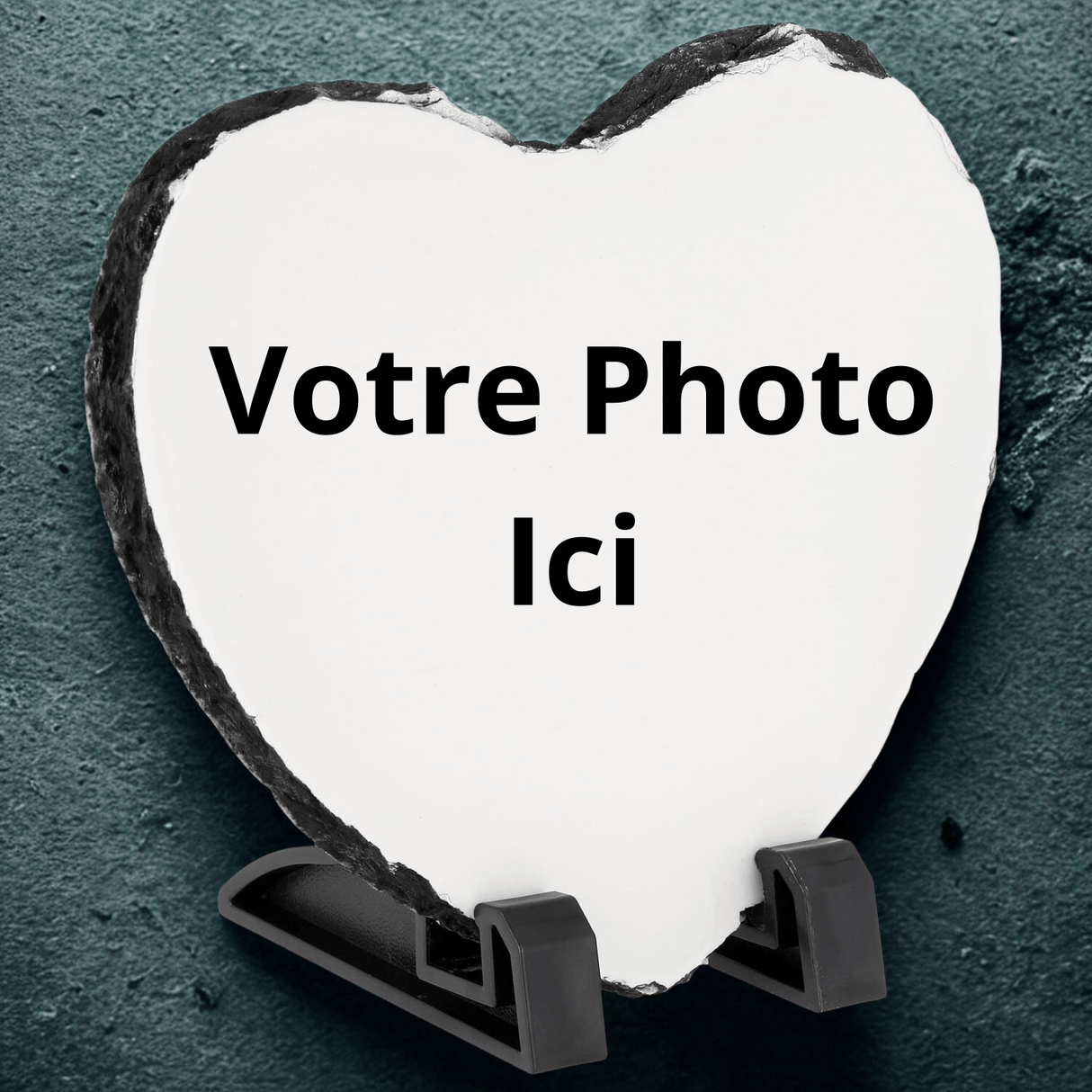 Ardoise Cœur Personnalisée Photo – Sublimation 15x15 cm + Support