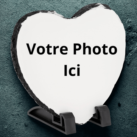 Ardoise Cœur Personnalisée Photo – Sublimation 15x15 cm + Support