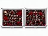 Boîtes à cigarettes en métal design roses gothiques, Mon petit vice et Mon jardin interdit, crânes dorés et cœur rubis