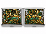 Boîtes à cigarettes en métal design serpent émeraude, Péché mignon et Tentation interdite, or, lune et gemmes vertes