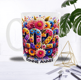 Mug “Bonne Année 2026” – Explosion Florale Colorée (Sublimation)