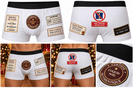 Pas Touche Avant le 25 : Caleçon Rigolo Certifié Coquin, Menu de Noël et Bon Cadeau Sublimation Store