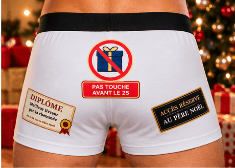 Pas Touche Avant le 25 : Caleçon Rigolo Certifié Coquin, Menu de Noël et Bon Cadeau Sublimation Store