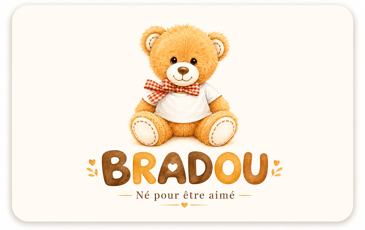 Carte souvenir Bradou logo Né pour être aimé