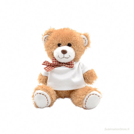 Bradou peluche ours brun t-shirt blanc personnalisable