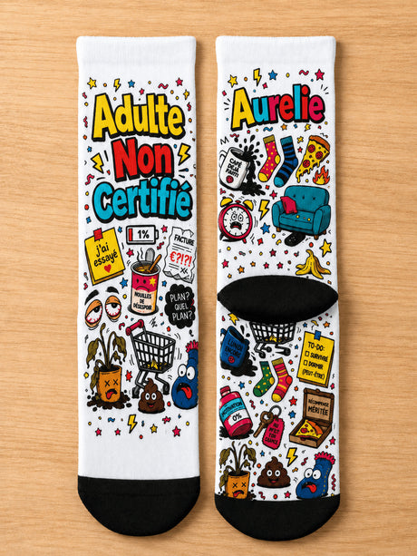 Chaussettes personnalisées "Adulte Non Certifié" – prénom sur mesure Sublimation Store