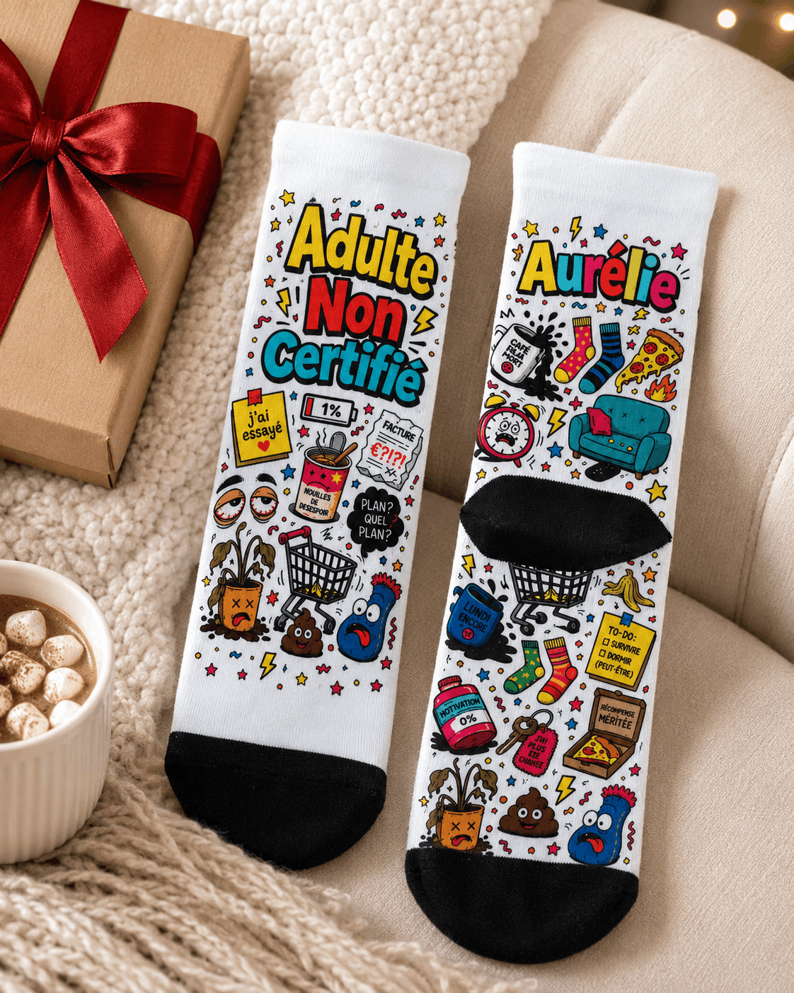 Chaussettes personnalisées "Adulte Non Certifié" – prénom sur mesure Sublimation Store