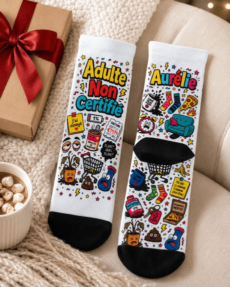 Chaussettes personnalisées "Adulte Non Certifié" – prénom sur mesure Sublimation Store