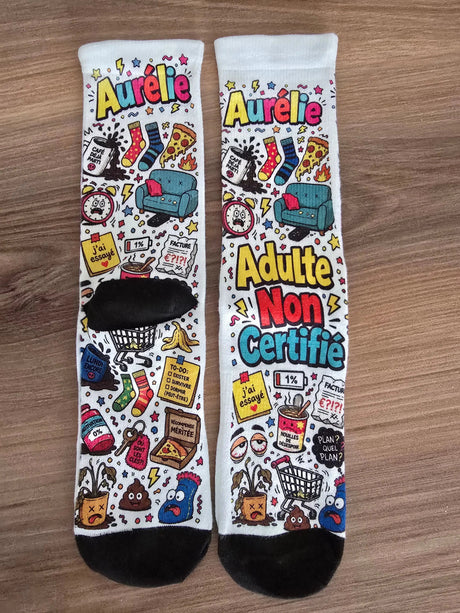 Chaussettes personnalisées "Adulte Non Certifié" – prénom sur mesure Sublimation Store